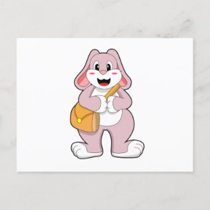 Konijn als wandelaar met rugzak briefkaart