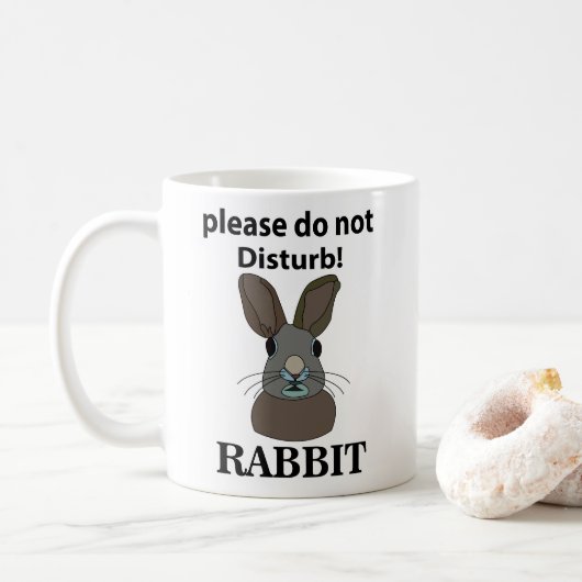 Konijn Alstublieft Niet Storen Grappig Konijn Koffiemok (Met donut)