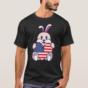 Konijn Amerikaanse vlag VS Amerika Patriottisch T-shirt