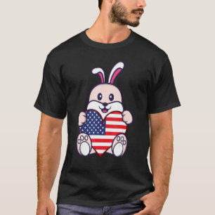 Konijn Amerikaanse vlag VS Amerika Patriottisch T-shirt