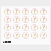 Konijn Baby Meisje Shower Roze Strooisel Cute Bloe Ronde Sticker (Vel)