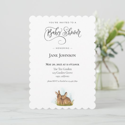 Konijn babyshower uitnodiging (Staand voorkant)