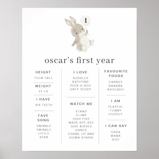 Konijn Ballon Mijlpaal Poster (Voorkant)