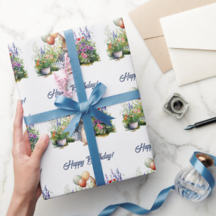 Konijn ballonnen Gelukkige verjaardag Cadeaupapier