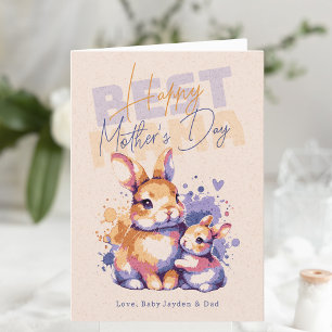 Konijn Beste Mama Gepersonaliseerde Moederdag Feestdagen Kaart