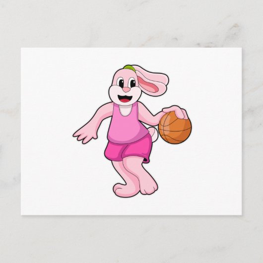 Konijn bij basketbalsport briefkaart (Voorkant)