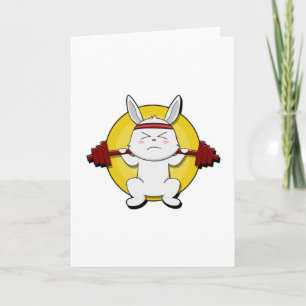 Konijn bij bodybuilding met halter kaart