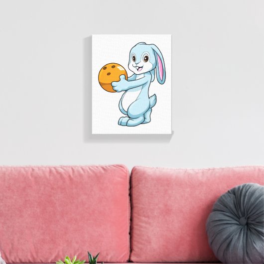 Konijn bij Bowling met Bowling ball Canvas Afdruk (Insitu (Woonkamer))