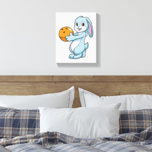 Konijn bij Bowling met Bowling ball Canvas Afdruk (Insitu (Slaapkamer))