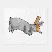 Konijn bij Cricket met cricket bat Fleece Deken (Voorkant (Horizontaal))