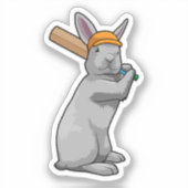 Konijn bij Cricket met cricket bat Sticker (Voorkant)