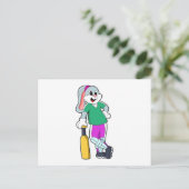 Konijn bij cricket met cricketbat briefkaart (Staand voorkant)