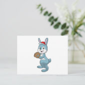 Konijn bij honkbal met honkbalhandschoen briefkaart (Staand voorkant)