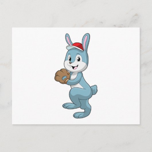 Konijn bij honkbal met honkbalhandschoen briefkaart (Voorkant)