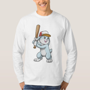 Konijn bij honkbal met honkbalknuppel t-shirt