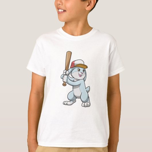 Konijn bij honkbal met honkbalknuppel t-shirt (Voorkant)