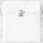 Konijn bij joggen met hoofdband ronde sticker (Tas)