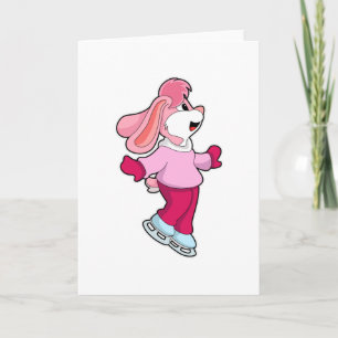 Konijn bij schaatsen met schaatsen kaart