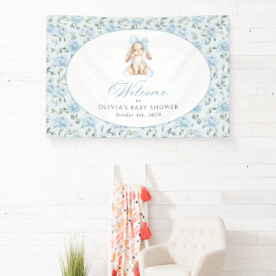 Konijn, Blauwe Strik, Blauwe Bloemen, Welkom op Ba Spandoek