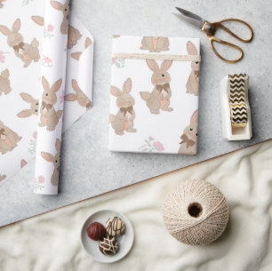 Konijn Bloem Wilde Bloemen Coquette Strik Cadeaupapier