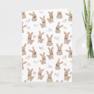Konijn Bloem Wilde Bloemen Coquette Strik Kaart