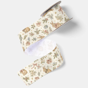 Konijn Bloost Winterse Bloemige Vintage Ornament Lint