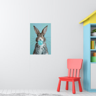Konijn Blowing Bubble Gum Bubble Poster