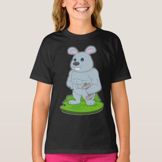 Konijn Bodybuilder Dumbbell Bodybuilding T-shirt (Voorkant)
