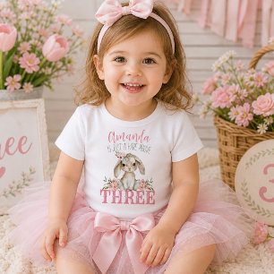 Konijn boven drie baby konijntjes meisjes verjaard kinder shirts