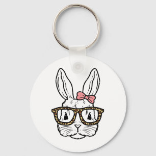 Konijn Bunny Draagt Luipaard Bril Schattig Pasen M Sleutelhanger