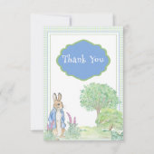Konijn Bunny Greenery Blauw Baby shower Bedankkaart (Voorkant)