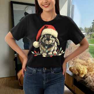 Konijn Bunny Kauw Kerst Licht Xmas Vakantie T-shirt