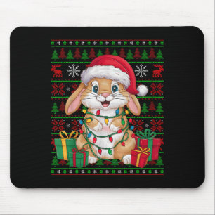 Konijn Bunny Kerstlichten Lelijke Kerstman Hoed Bu Muismat