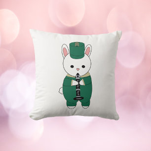 Konijn Bunny Klarinet Marching Band Green Gold Kussen
