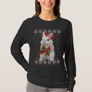 Konijn Candy Cane Lelijke Kerst Sweater Animal XM T-shirt