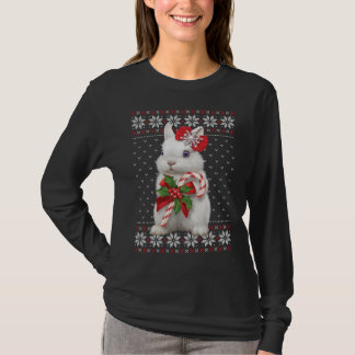 Konijn Candy Cane Lelijke Kerst Sweater Animal XM T-shirt