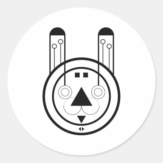 Konijn Chinees Ronde Sticker (Voorkant)