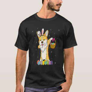 Konijn Corgi Dabbing Hond Gelukkige Pasen Eierjach T-shirt