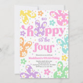 Konijn Daisy Bloemrijke Pastel Lente 4e Verjaardag Kaart (Voorkant)