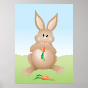 Konijn dat wortel eet Schattig konijn Poster