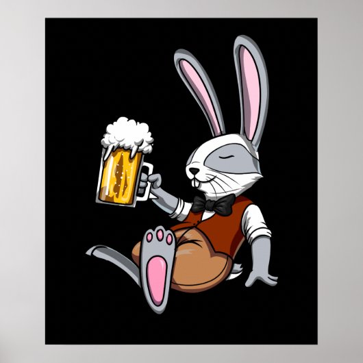 Konijn Drink Beer Bunny Funny Party Poster (Voorkant)