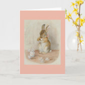 Konijn Drink thee door Beatrix Potter Kaart (Gele Bloem)