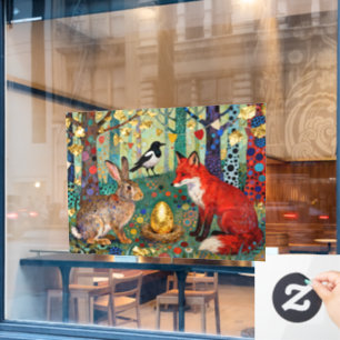 Konijn, Ekster, Vos en “Het Gouden Ganze-ei” Raamsticker