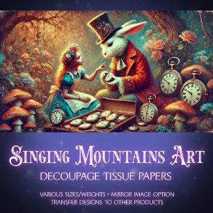 Konijn en Alice Wonderland Forest Magic Decoupage Tissuepapier