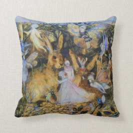 Konijn en fairies  sprookkunst. kussen