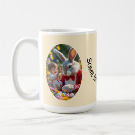 Konijn en kind foto ovale lijst Pasen Koffiemok