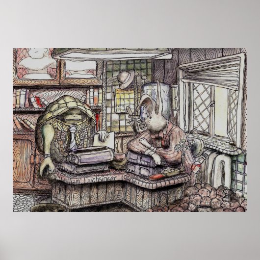 Konijn en schildpad - Poster (Voorkant)