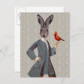 Konijn en vogel briefkaart (Voorkant / Achterkant)