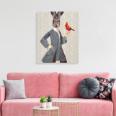 Konijn en vogel canvas afdruk (Insitu (Woonkamer))