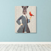 Konijn en vogel canvas afdruk (Insitu (Houten vloer))